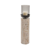 Distressed White Log Votive Candle Holders