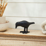 Black Metal Crow Statue Decorative Raven Figurine