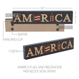 AMERICA Flag and Firecracker Block Sign-Lange General Store