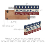 AMERICA Free and Brave White Stars Sign-Lange General Store