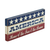 AMERICA Free and Brave White Stars Sign-Lange General Store