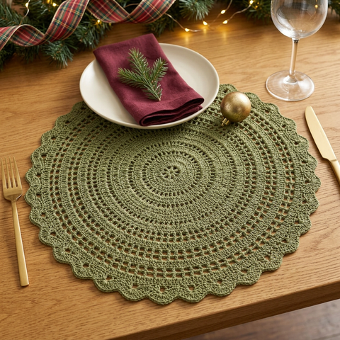 Allison Sage Green Placemat in a Christmas place setting