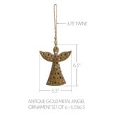 Antique Gold Metal Angel Ornament Set of 6-Lange General Store