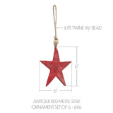 Antique Red Metal Star Ornament Set of 6-Lange General Store