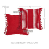 Arendal Red Stripe Fringed Pillow-Lange General Store