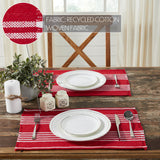 Arendal Red Stripe Fringed Placemat Set of 2-Lange General Store