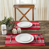 Arendal Red Stripe Fringed Placemat Set of 2-Lange General Store