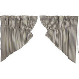 Ashlynn Ticking Stripe Prairie Swag Curtains-Lange General Store