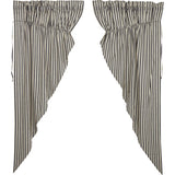 Ashlynn Ticking Stripe Short Prairie Curtains-Lange General Store