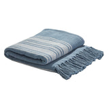 Blue and White Grain Sack Stripe Throw-Lange General Store