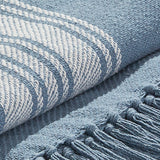 Blue and White Grain Sack Stripe Throw-Lange General Store