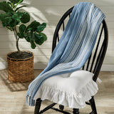 Blue and White Grain Sack Stripe Throw-Lange General Store