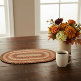 Square Autumn Blaze placemat scene with coffee and fall florals