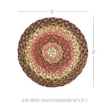 Close-up of Ginger Spice braided jute trivet showing warm fall tones in tightly woven texture