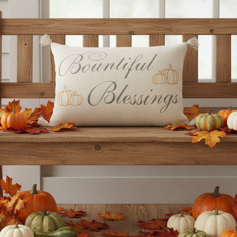Autumn Bountiful Blessings Pumpkins Pillow