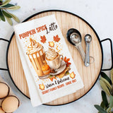 Autumn Fall Pumpkins Spice Latte Tea Towel-Lange General Store