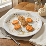 Autumn Harvest Platter with turkey- and pumpkin-shaped cookies