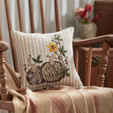 Autumn Pumpkin Patch Stripes Pillow-Lange General Store