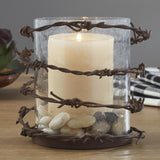 Barbed Wire Pillar Candle Holder-Lange General Store