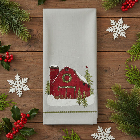 Barn Christmas Dishtowel-Lange General Store
