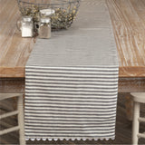 Barn Gray & White Ticking Table Runner 72"-Lange General Store