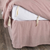 Barn Red & White Ticking Bed Skirt-Lange General Store