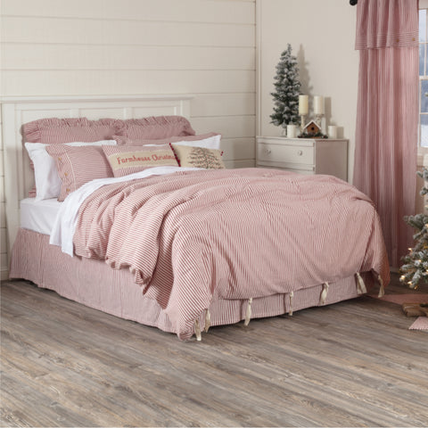 Barn Red & White Ticking Duvet Cover-Lange General Store