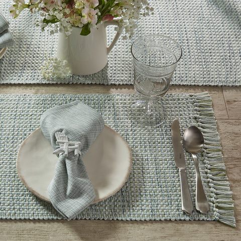 Basketweave Barely Blue Placemats-Lange General Store