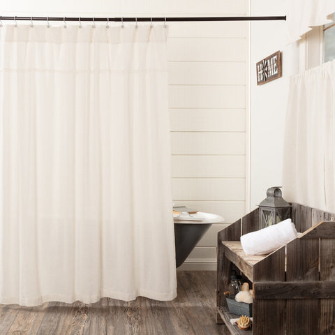 Burlap Antique White Shower Curtain-Lange General Store