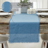 Baxter Burlap Blue Fringed Table Runners-Lange General Store