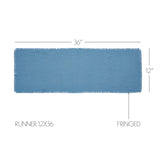 Baxter Burlap Blue Fringed Table Runners-Lange General Store
