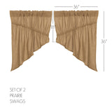 Burlap Natural Prairie Swag Curtains-Lange General Store
