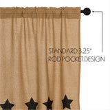 Baxter Burlap with Black Stars Long Prairie Curtains-Lange General Store