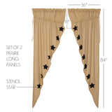 Baxter Burlap with Black Stars Long Prairie Curtains-Lange General Store