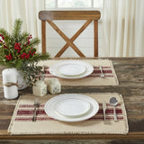 Baxter Vintage Burlap Red Stripe Placemats - Set of 6-Lange General Store