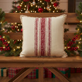 Vintage Red Burlap Stripe Pillow-Lange General Store