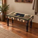 Bear Hooked Bench in a rustic entryway