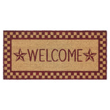 Barn Star Burgundy Check Door Mats-Lange General Store