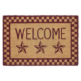 Barn Star Burgundy Check Door Mats-Lange General Store