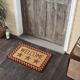 Barn Star Burgundy Check Door Mats-Lange General Store