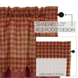 Bedford Burgundy Check Layered Lined Valance