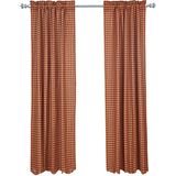 Burgundy Check Scalloped Panel Curtains-Lange General Store