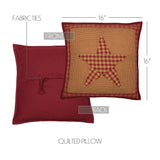 Bedford Burgundy Star Quilted Pillow 16"-Lange General Store