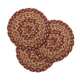 Bedford Burgundy Tan Braided Trivet 8" Set of 3