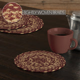 Bedford Burgundy Tan Braided Trivet 8" Set of 3