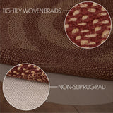 Bedford Burgundy Tan Collection Jute Rugs - Oval