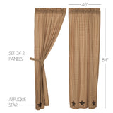 Bingley Star Applique Star Panel Curtains-Lange General Store