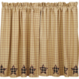 Bingham Star Applique Star Tier Curtains 36"-Lange General Store