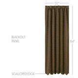 Black Check Blackout Panel Curtain-Lange General Store