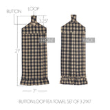 Black Check Button Loop Tea Towel Set of 3-Lange General Store